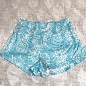 Pineapple high rise blue/teal workout shorts/spandex